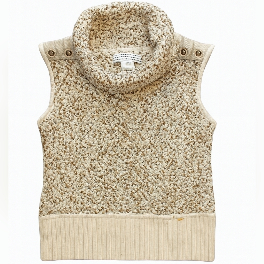 St. John Kids Sweater Vest Beige Brown Cowl Neck